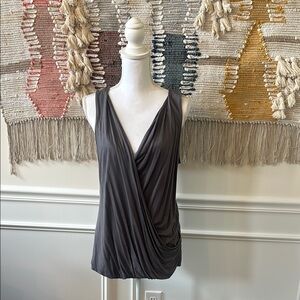 Banana Republic Charcoal Draped Sleeveless Top
